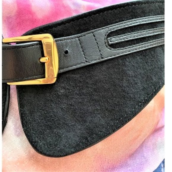 Black Leather and Suede Belt - Picture 1 of 6